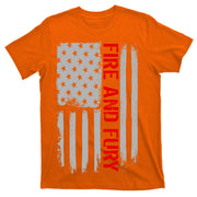 Fire and Fury Trump Military Power USA Flag T-Shirt