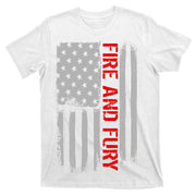 Fire and Fury Trump Military Power USA Flag T-Shirt