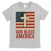 God Bless America Vintage Cross American Flag T-Shirt