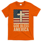 God Bless America Vintage Cross American Flag T-Shirt