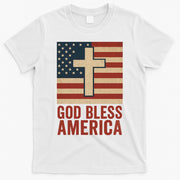 God Bless America Vintage Cross American Flag T-Shirt