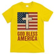 God Bless America Vintage Cross American Flag T-Shirt