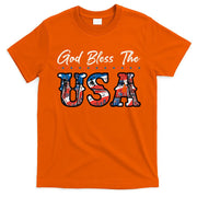 God Bless The USA Red White Blue Flag Patriotic 4th Of July  T-Shirt