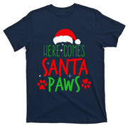 Here Comes Santa Paws Cute Christmas T-Shirt