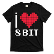 I Love Heart 8 Bit Retro Gamer Gaming T-Shirt