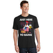 Just Here To Bang USA Flag Funny 4th Of July Chicken Beer T-Shirt