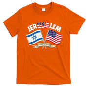 Jerusalem Israel Usa American Flag T-Shirt