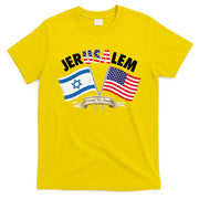 Jerusalem Israel Usa American Flag T-Shirt