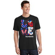 Love Cardiac Life Usa Flag Cardiac Nurse 4th Of July T-Shirt