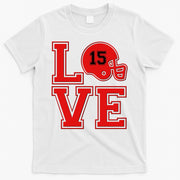 Love Kansas City KC Football No15 Mahomes Fan T-Shirt