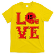 Love Kansas City KC Football No15 Mahomes Fan T-Shirt