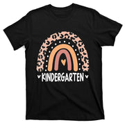 Leopard Rainbow Kindergarten Teacher Back to School Retro T-Shirt