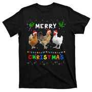 Merry Christmas Three Chickens Lights Funny T-Shirt