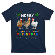 Merry Christmas Three Chickens Lights Funny T-Shirt