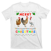 Merry Christmas Three Chickens Lights Funny T-Shirt