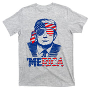 Merica Donald Trump 4th Of July Patristic American Flag T-Shirt