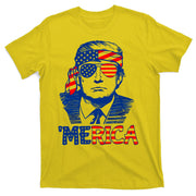 Merica Donald Trump 4th Of July Patristic American Flag T-Shirt
