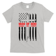 Man Of God Husband Dad Grandpa USA United States Flag Dad Father's Day T-Shirt