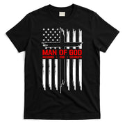 Man Of God Husband Dad Grandpa USA United States Flag Dad Father's Day T-Shirt