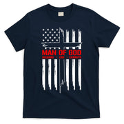 Man Of God Husband Dad Grandpa USA United States Flag Dad Father's Day T-Shirt