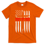 Man Of God Husband Dad Grandpa USA United States Flag Dad Father's Day T-Shirt