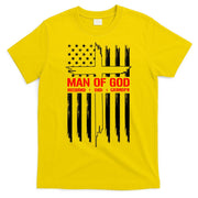 Man Of God Husband Dad Grandpa USA United States Flag Dad Father's Day T-Shirt