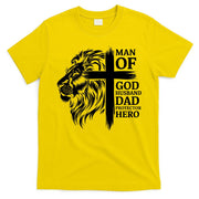 Man Of God Husband Daddy Protector Hero Dad Lion Jesus Cross T-Shirt