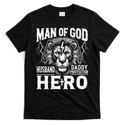 Man Of God Husband Daddy Protector Hero Dad Father's Day T-Shirt