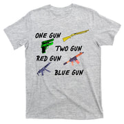 One Gun Two Gun Red Gun Blue Gun T-Shirt
