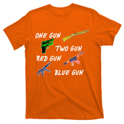 One Gun Two Gun Red Gun Blue Gun T-Shirt