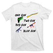One Gun Two Gun Red Gun Blue Gun T-Shirt