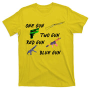 One Gun Two Gun Red Gun Blue Gun T-Shirt
