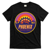 Phoenix Basketball Retro Logo Pixel Sunset T-Shirt