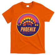 Phoenix Basketball Retro Logo Pixel Sunset T-Shirt