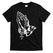 Pray Praying Hands Rosary Cross T-Shirt