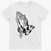Pray Praying Hands Rosary Cross T-Shirt