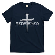 Redeemed 3 Nails Cross By Jesus Christ Christian Faith Embroidered Embroidered T-Shirt
