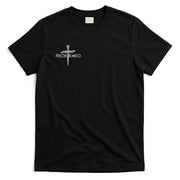 Redeemed By Jesus Christ 3 Nails Cross Christian Faith Embroidered Embroidered T-Shirt