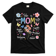 She Is Mom Bible Verses Christian Boho Floral T-Shirt
