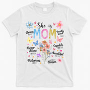 She Is Mom Bible Verses Christian Boho Floral T-Shirt
