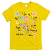She Is Mom Bible Verses Christian Boho Floral T-Shirt