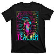 Tie Dye Teacher Typography Word Art T-Shirt