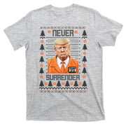 Trump Mugshot Never Surrender Ugly Christmas T-Shirt