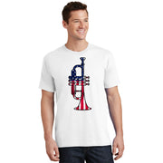 Trumpet Usa Flag Funny Trumpeter Musician 4th Of July T-Shirt