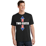 Two-Seater USA Flag Arrows Funny T-Shirt