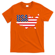 USA American US Flag Map Patriotic T-Shirt