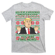 Ugly Christmas Sweater Fake News Trump T-Shirt