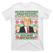 Ugly Christmas Sweater Fake News Trump T-Shirt