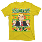 Ugly Christmas Sweater Fake News Trump T-Shirt
