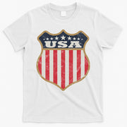 USA Vintage White Cool USA Flag Vintage T-Shirt